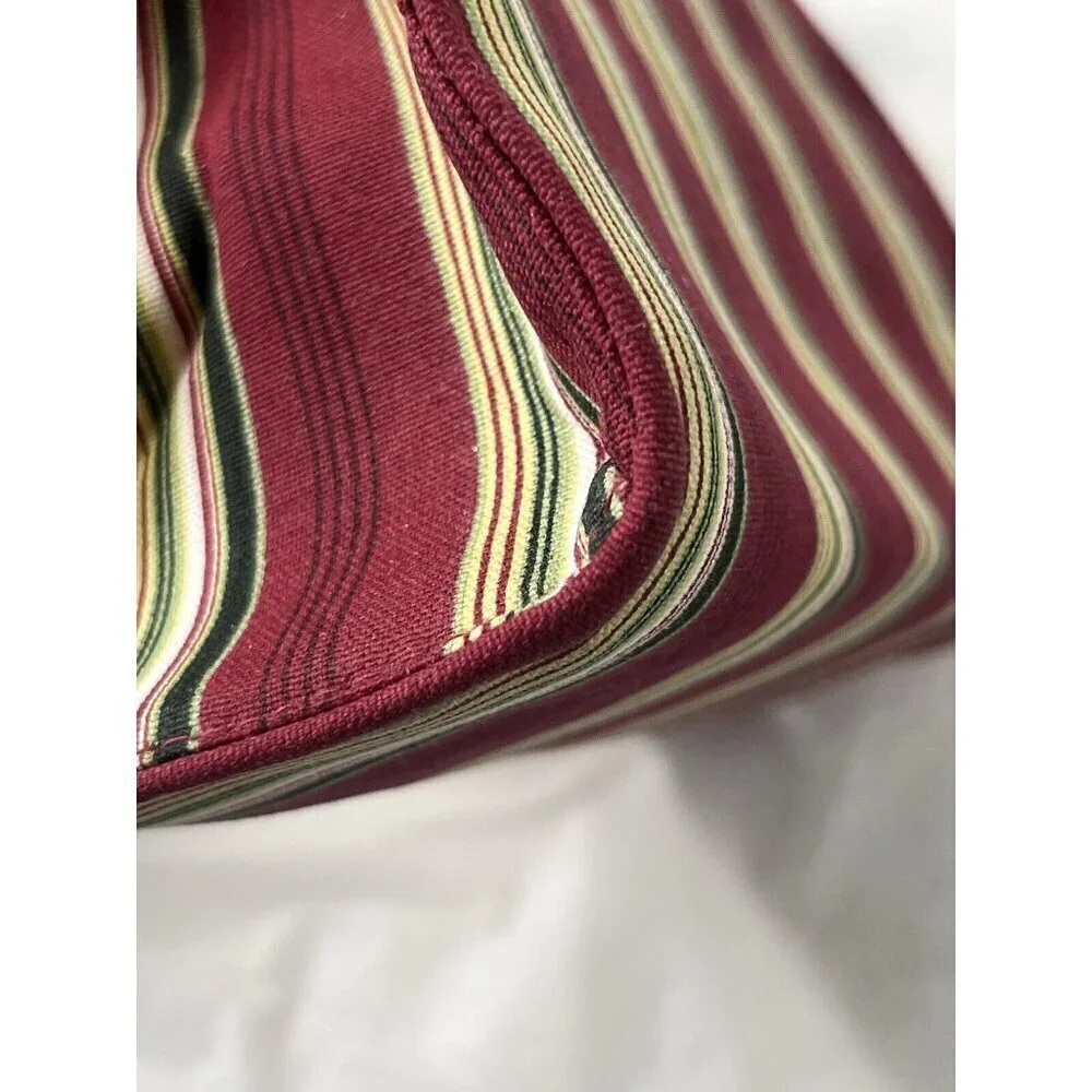 Longaberger Canvas Holiday Red Stripe poinsettia Small Tote